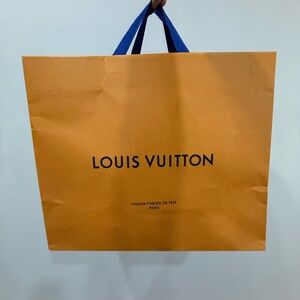 Louis Vuitton Signature Orange Bag with Blue Handles